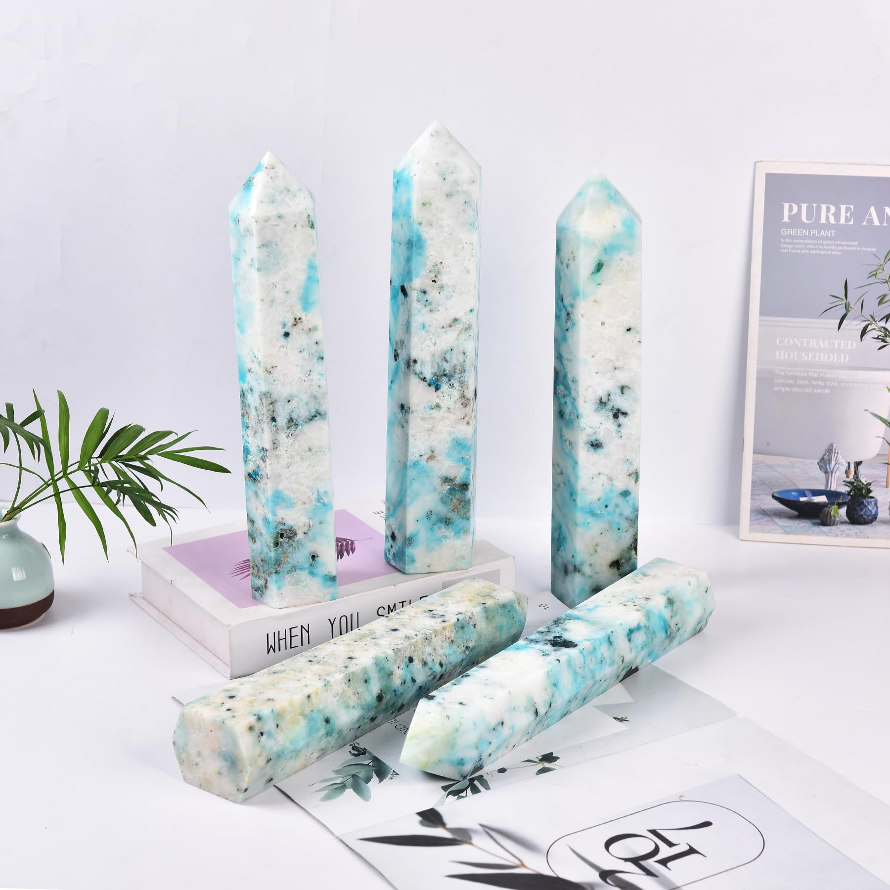 JIC Gem Phoenix Pine Quartz tower decorating a serene space.