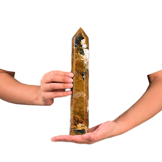 JIC Gem Pietersite wand with six facets for focused energy work.