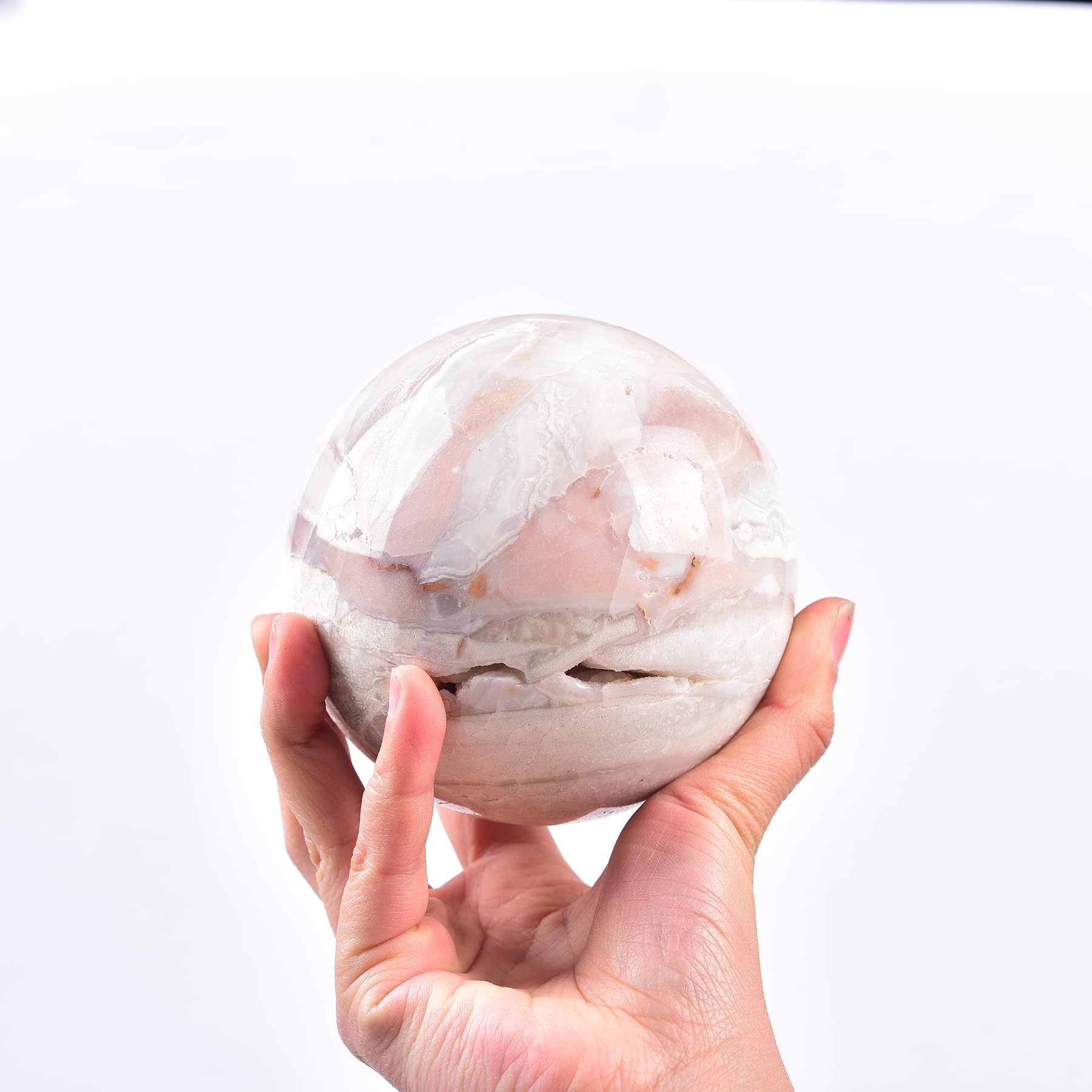 JIC Gem pink agate crystal ball ideal for focus during meditation