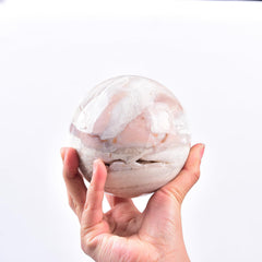 JIC Gem pink agate crystal ball ideal for focus during meditation
