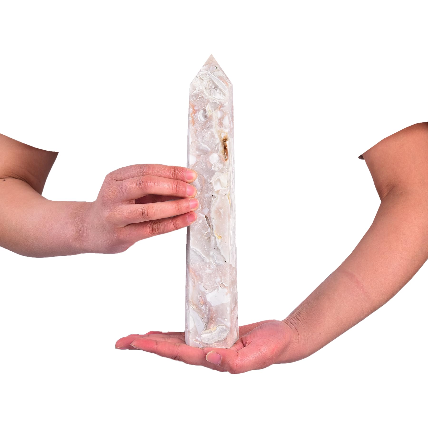 JIC Gem pink agate geode druzy apex adds sparkle for focused meditation.