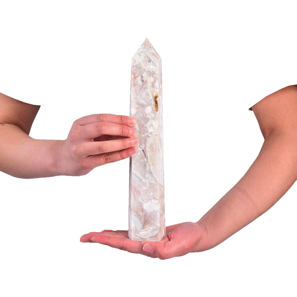 JIC Gem pink agate geode druzy apex adds sparkle for focused meditation.