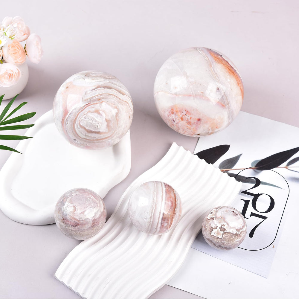 Unique natural patterns make each sphere a collectible keepsake.