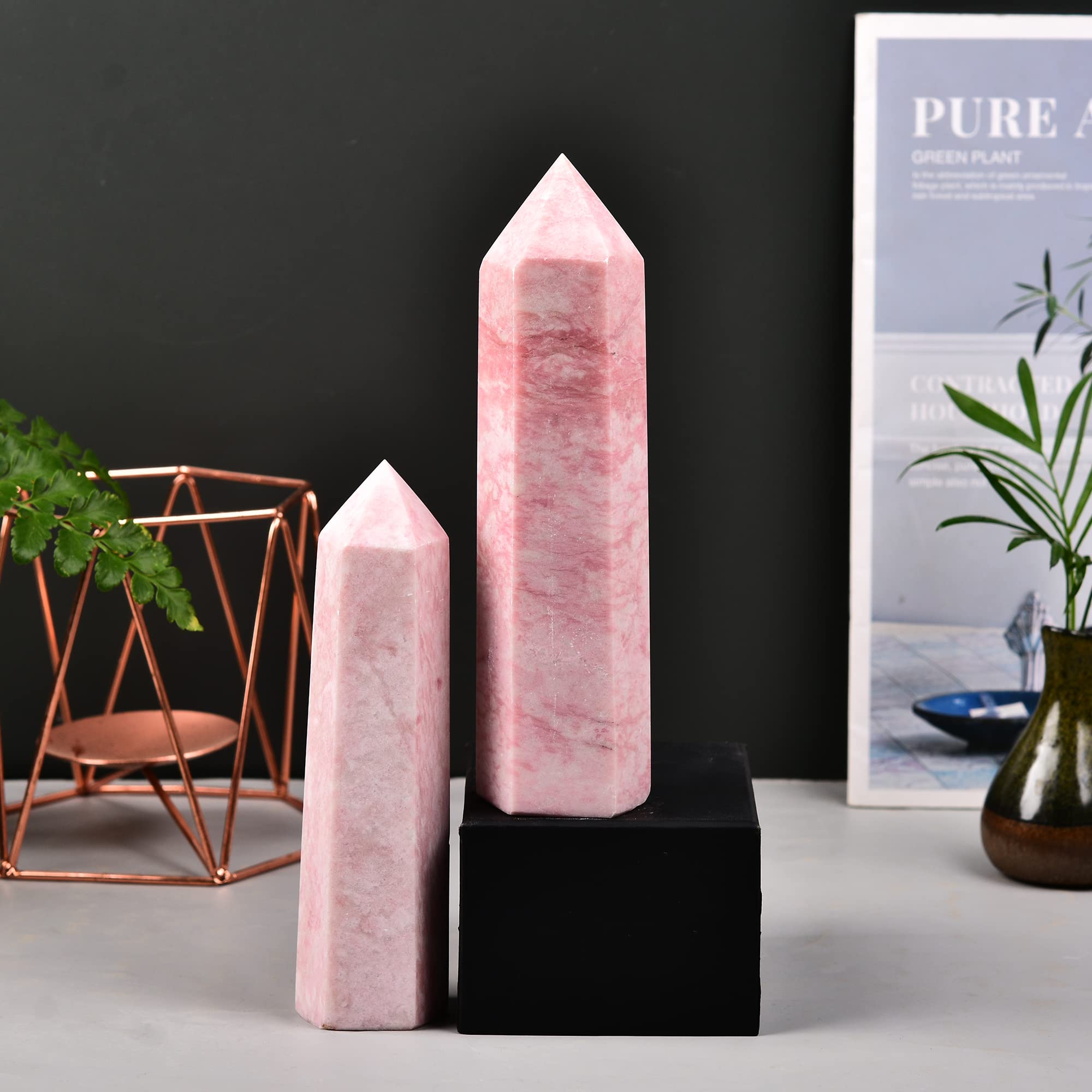 JIC Gem Pink Powder Opal wand gift-ready decor for crystal lovers