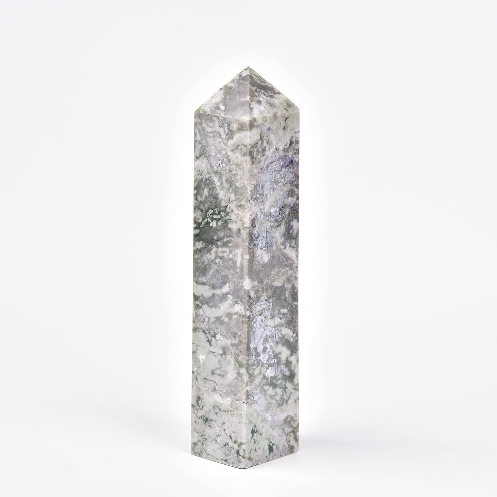 JIC Gem purple sodalite obelisk; balance and mindful rituals.