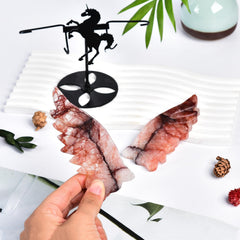 JIC Gem Red Hematoid Crystal Wings decorate corners with natural color variation.