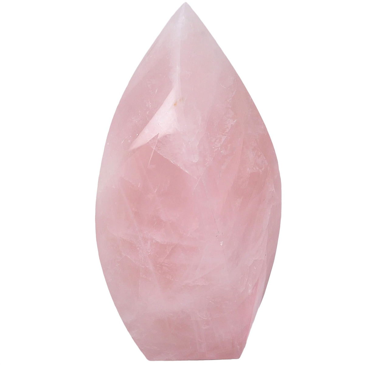 JIC Gem rose quartz crystal tower with four-faced spiral for energy focus