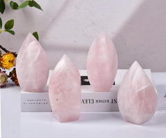 JIC Gem rose quartz hand-polished crystal showcases natural beauty.