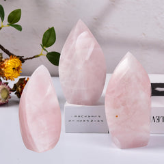 JIC Gem spiral wand in rose quartz crystal for space energy