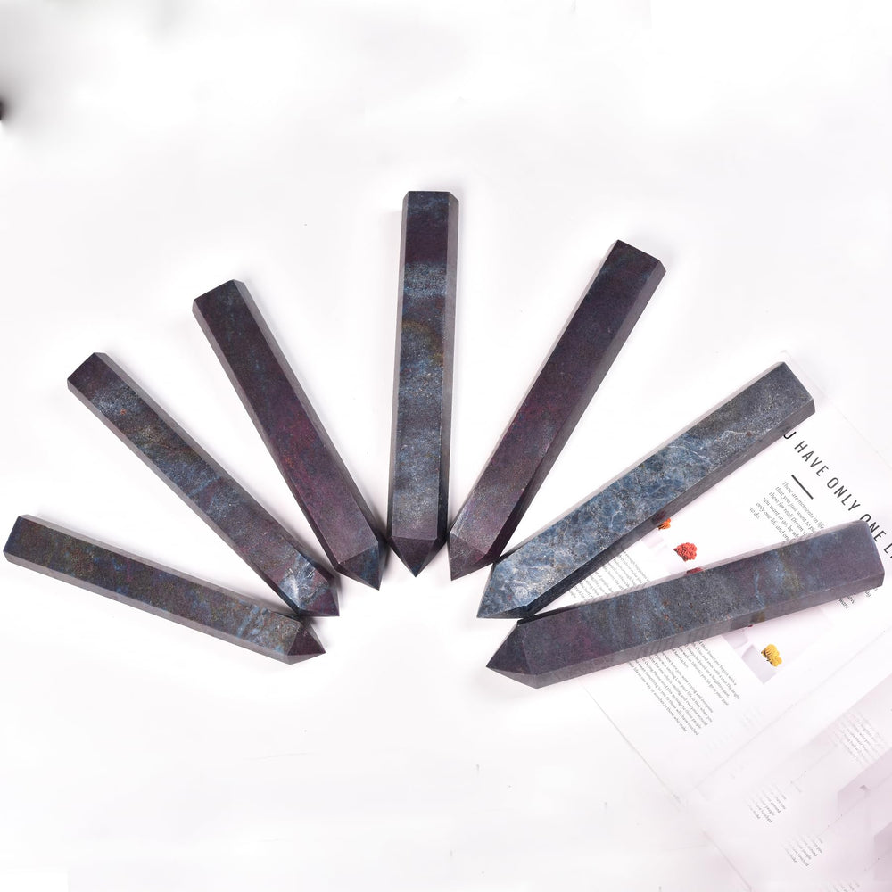 JIC Gem ruby zoisite crystal point for Reiki energy work