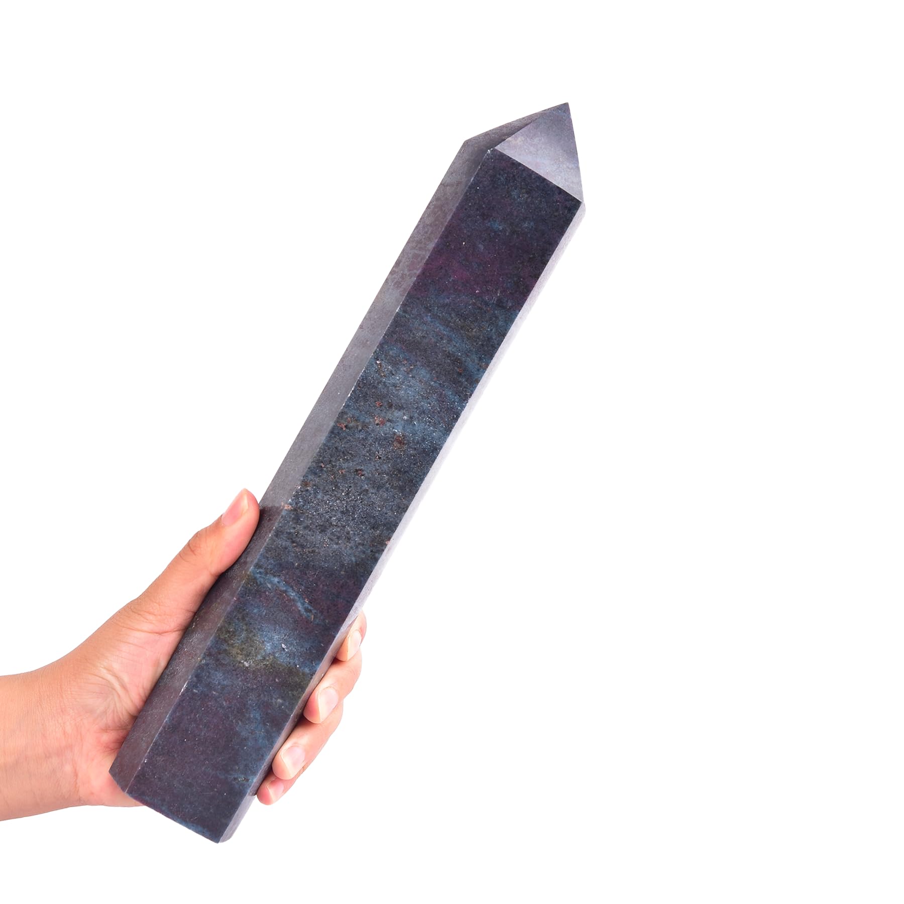 JIC Gem six-faceted quartz crystals point, enhances Reiki sessions and grid work.