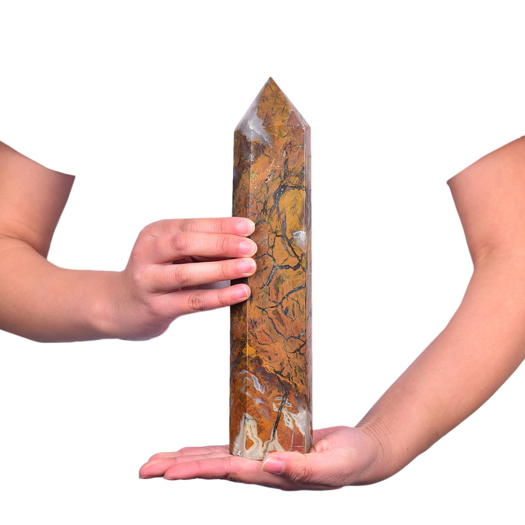 JIC Gem six-faceted yellow crystal wand for energy focus during sessions.