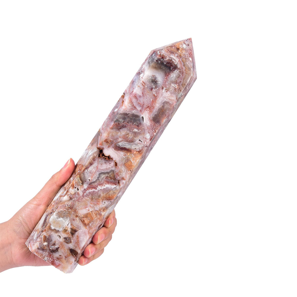 JIC Gem striped agate obelisk tower for meditation and space purification.