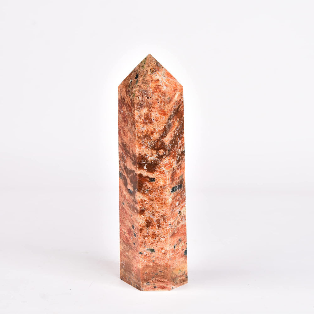 JIC Gem sunstone blue apatite tower glows during meditation and energy work.