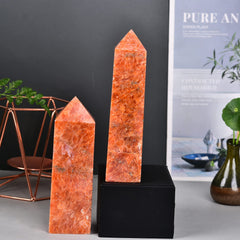 JIC Gem Sunstone obelisk tower in a calm room for feng shui harmony