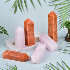 JIC Gem Sunstone obelisk tower used in Reiki or grid energy settings