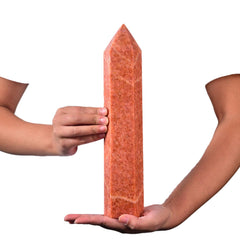 JIC Gem sunstone obelisk tower sparkling in natural light for feng shui decor