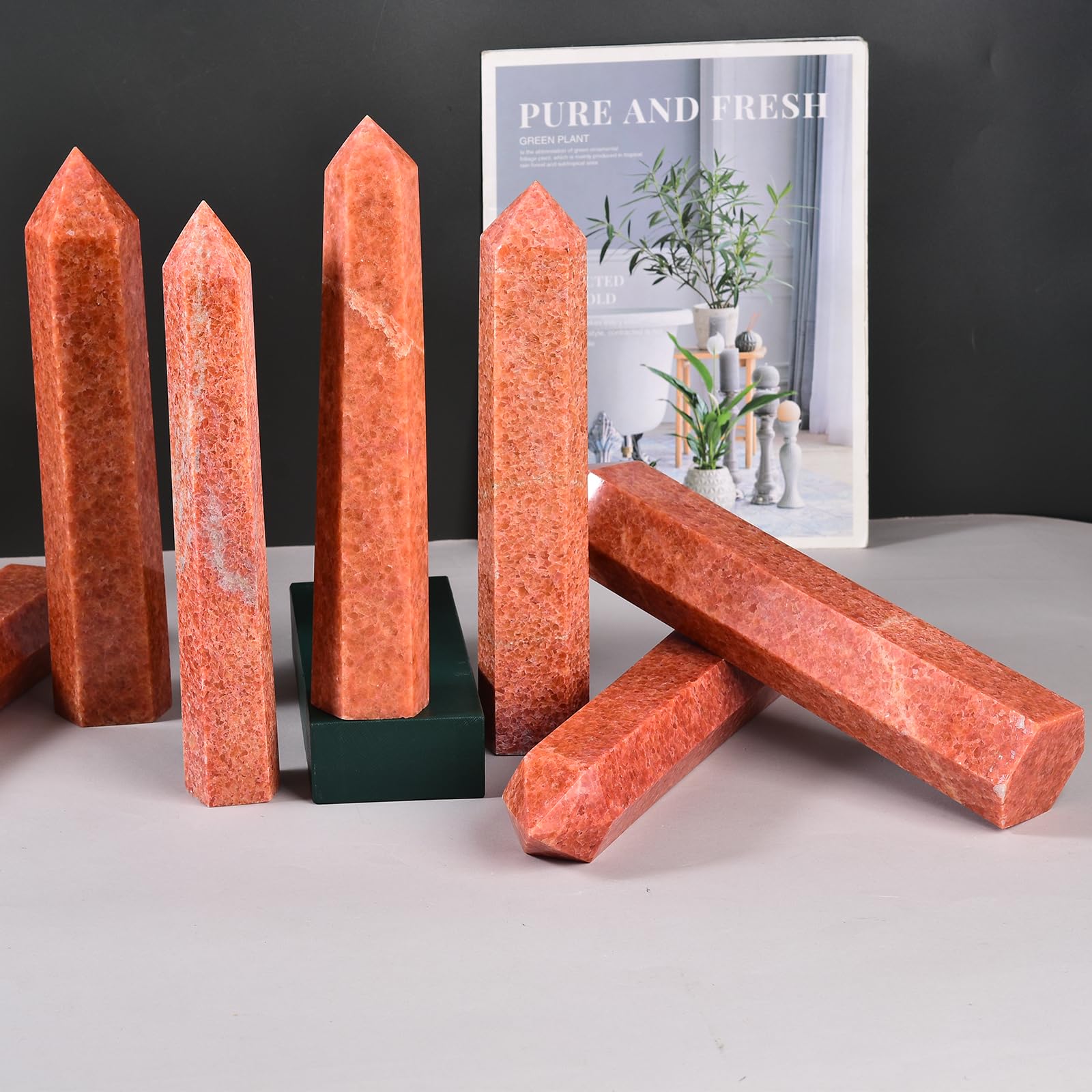 JIC Gem Sunstone Wand hexagonal column enhances meditation and mood at home
