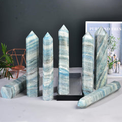 JIC Gem trolleite obelisk tower on display with calming energy