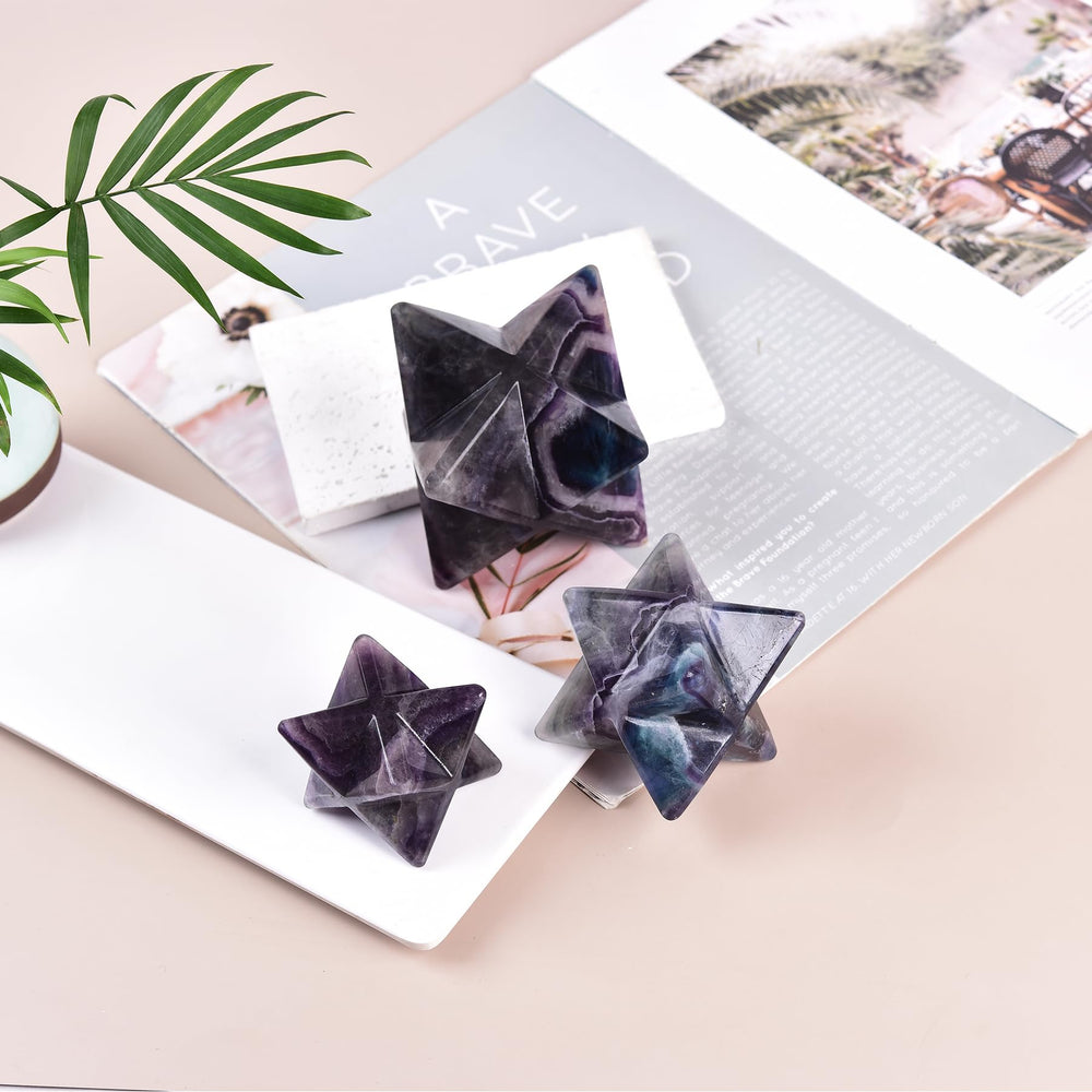 JIC Gem Vibrant fluorite Merkaba stone suitable for collection and gifting.