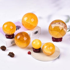 JIC Gem wooden stand with crystal ball setup for elegant display.