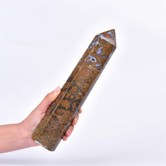 JIC Gem yellow agate crystal tower top view for serene meditation ambiance
