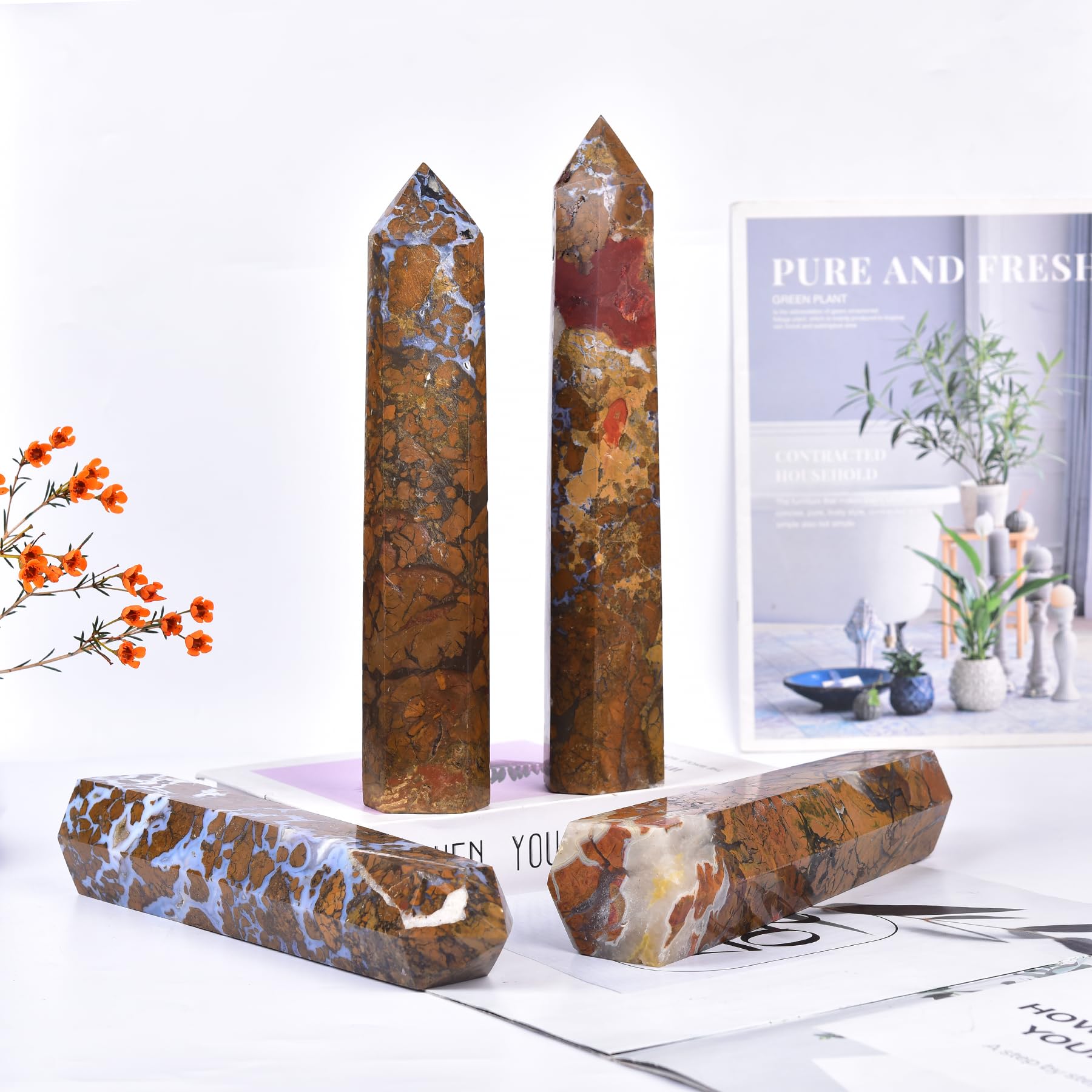 JIC Gem yellow agate meditation wand complements Reiki and grid work.