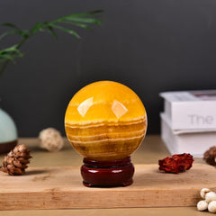 JIC Gem yellow fluorite center for meditation setup enhances ambience.
