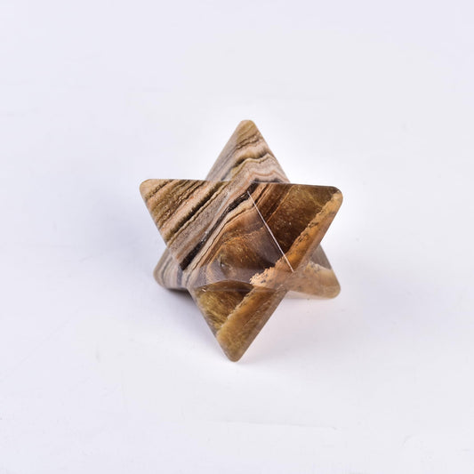 JIC Gem Yellow Fluorite Merkaba Crystal, 8-9cm, centerpiece for meditation and focus