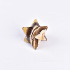 JIC Gem Yellow Fluorite Merkaba crystal front view supports focus during meditation