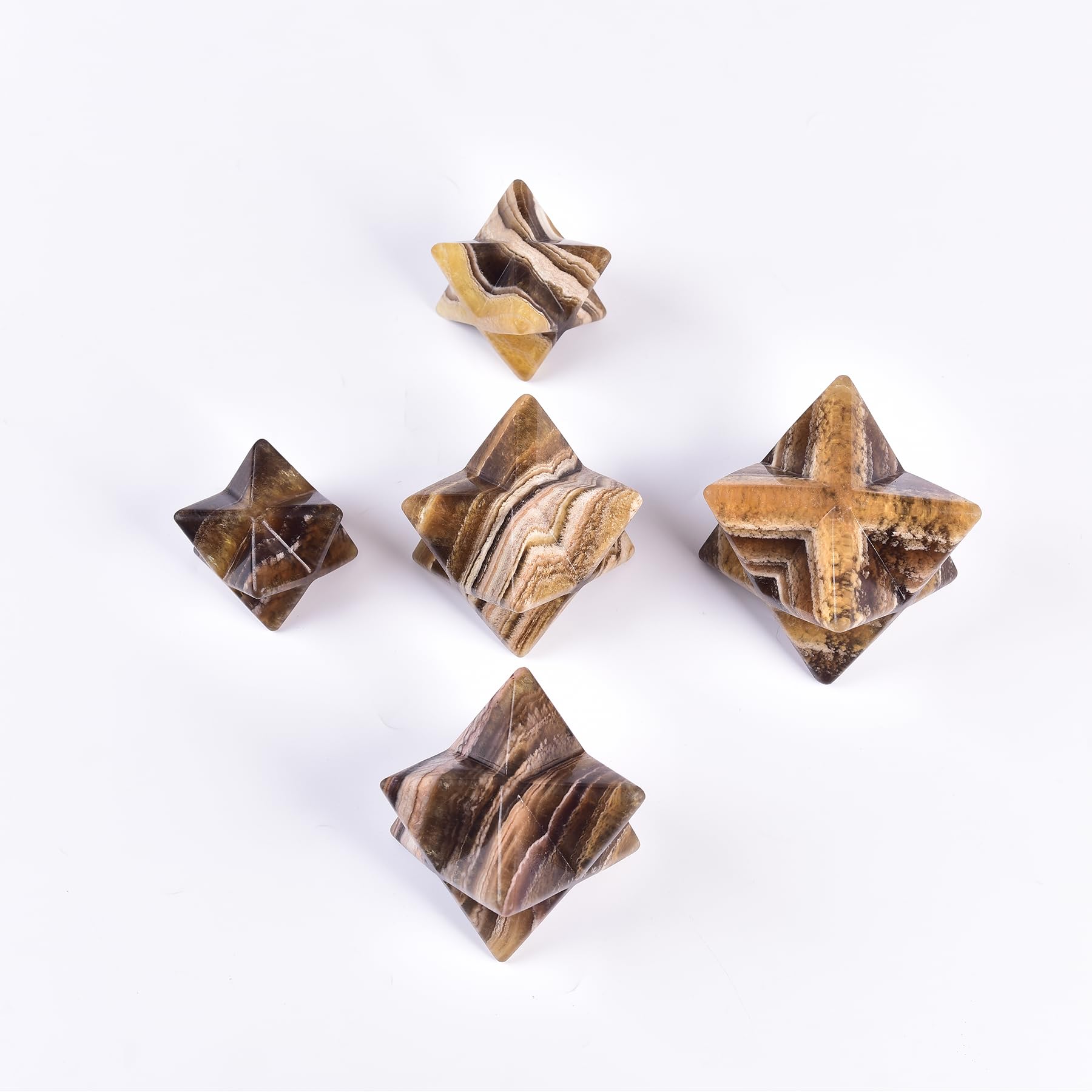JIC Gem Yellow Fluorite Merkaba crystal ideal for meditation energy grids at home
