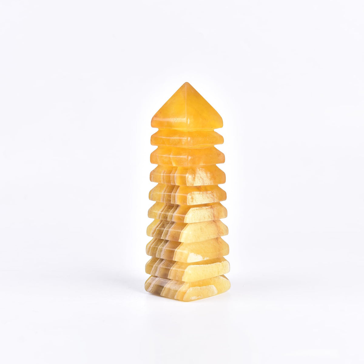 JIC Gem yellow fluorite tower front view for elegant energy decor