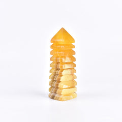 JIC Gem yellow fluorite tower close-up highlighting natural color for calming ambience