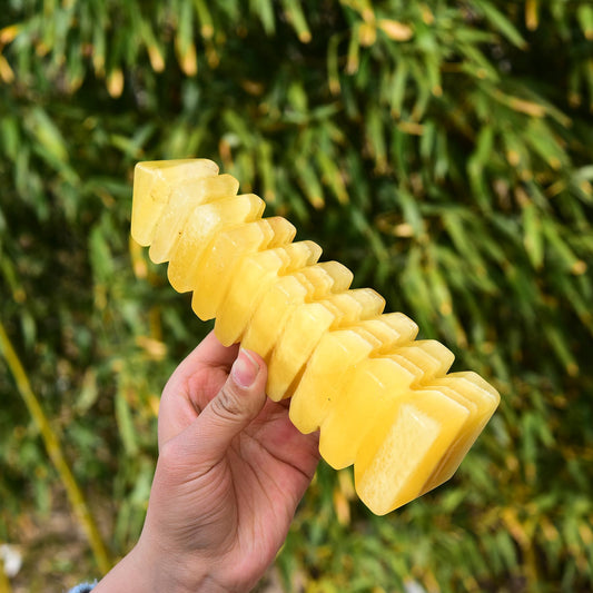 JIC Gem yellow fluorite tower side view highlighting multi-storey design