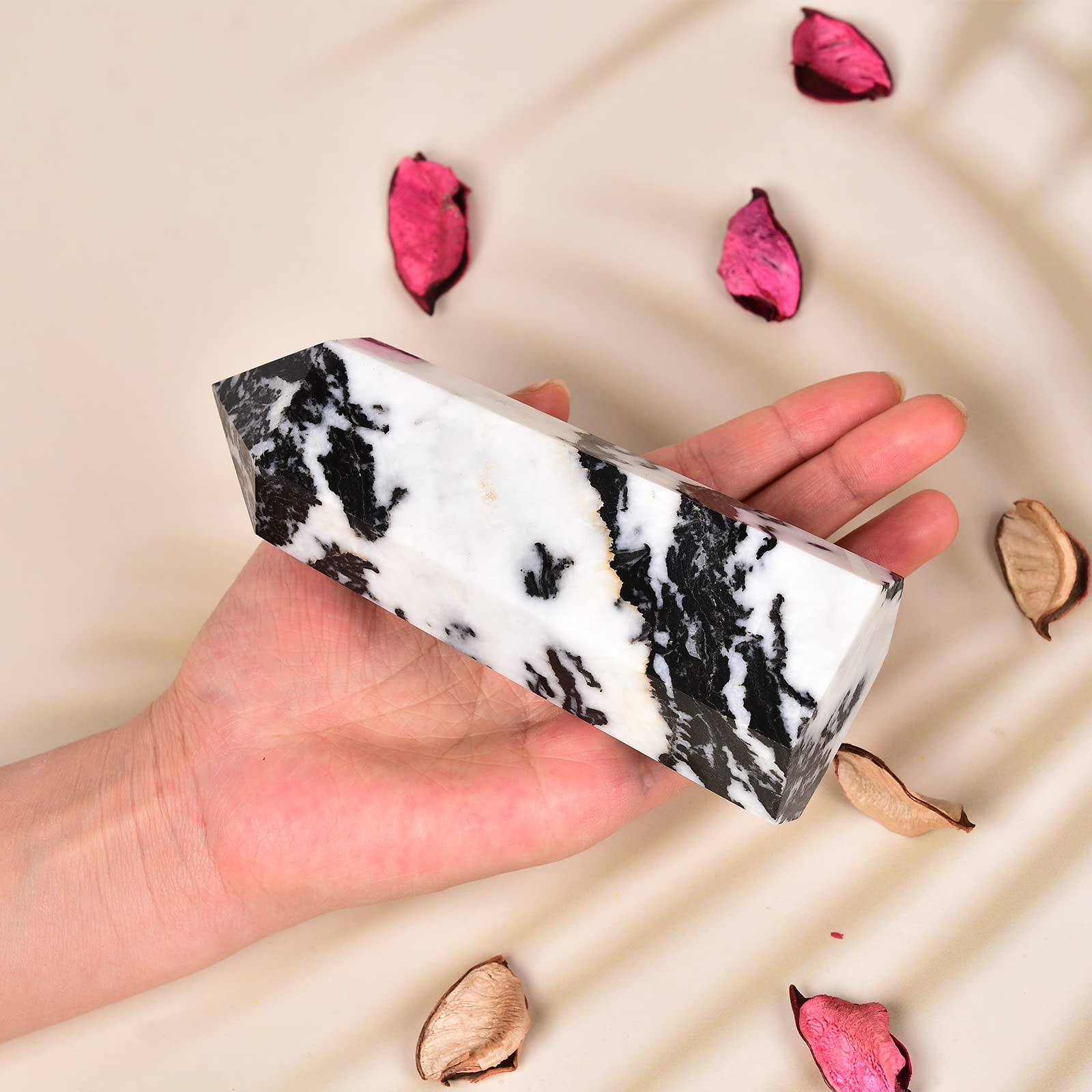 JIC Gem Zebra Jasper tower close-up highlighting natural texture and facets