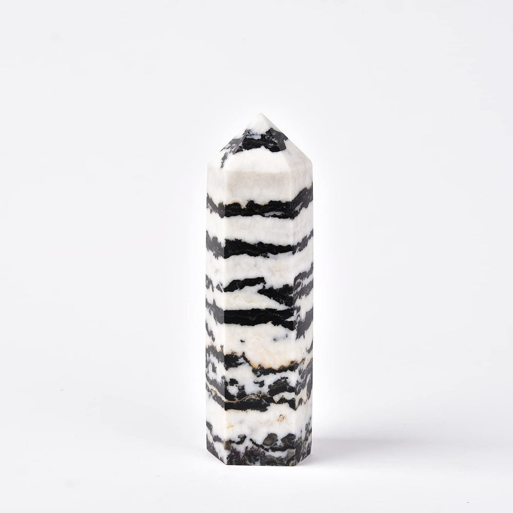JIC Gem Zebra Jasper wand, 6-faced crystal tower, ideal for meditation and energy focus