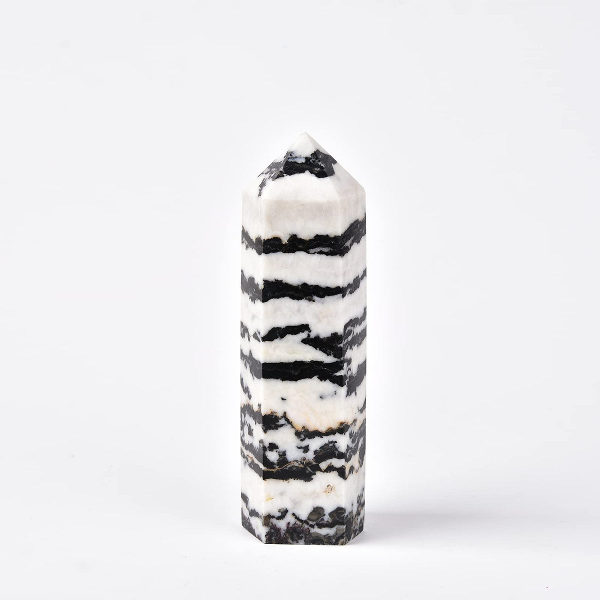 JIC Gem Zebra Jasper wand, 6-faced crystal tower, ideal for meditation and energy focus