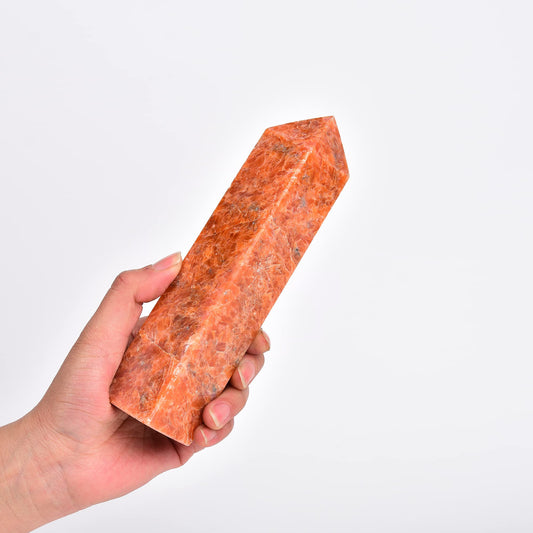 JIC Gem sunstone quartz obelisk tower glows with energy for healing
