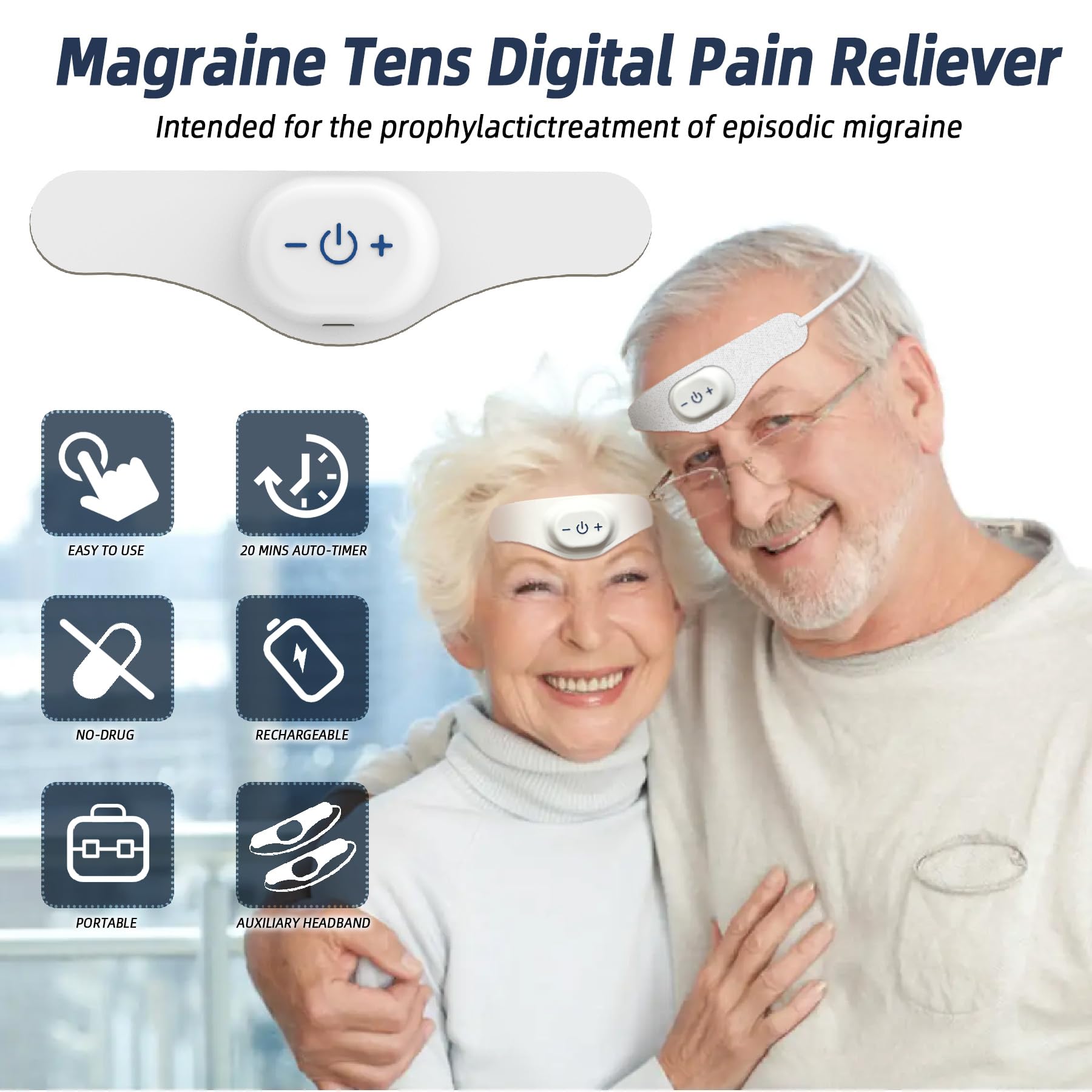 JICHAMOXY headband with rechargeable battery for convenient at home relief