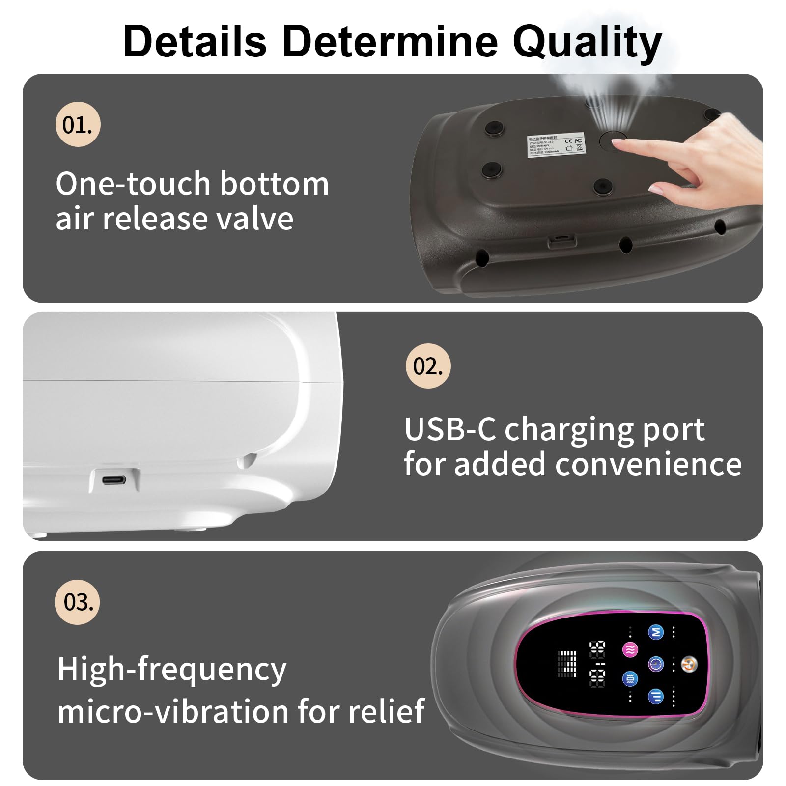 JIEJUNJIE heated air compression delivers warm pressure during use.