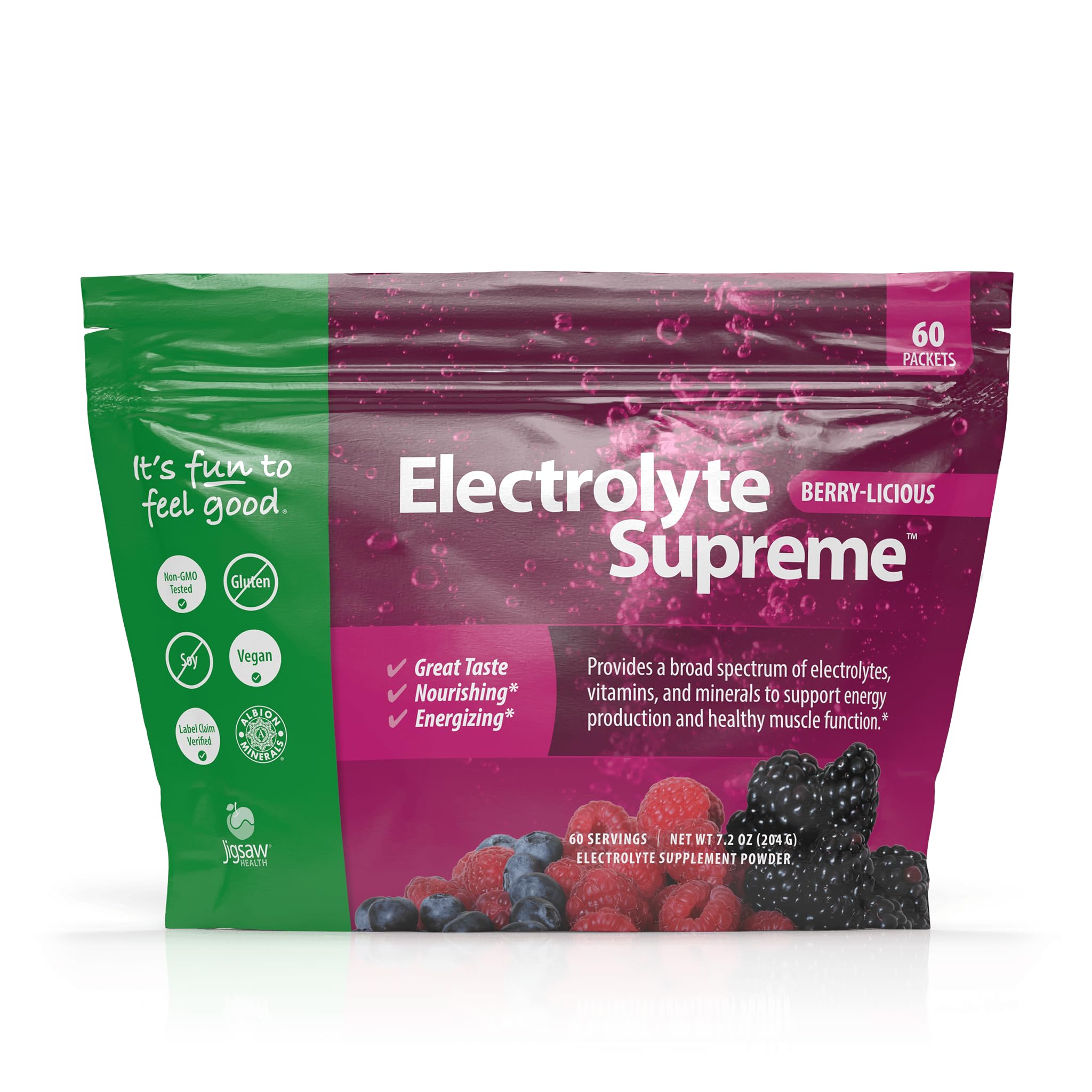 Jigsaw Electrolyte Supreme berry packet for on-the-go hydration
