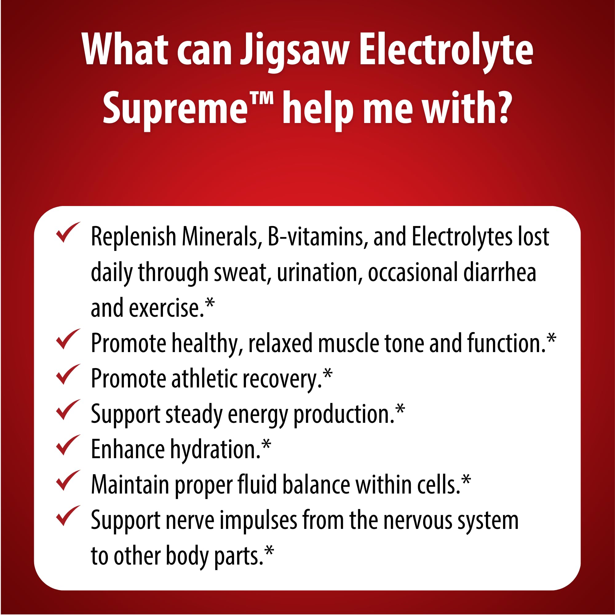 Jigsaw Electrolyte Supreme box with zinc and selenium info for broad mineral support.