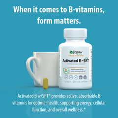 Jigsaw Health Activated B w/SRT sustained-release graphic illustrates gradual delivery.