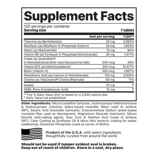 Jigsaw Health Activated B w/SRT tablets prepared for daily energy support.