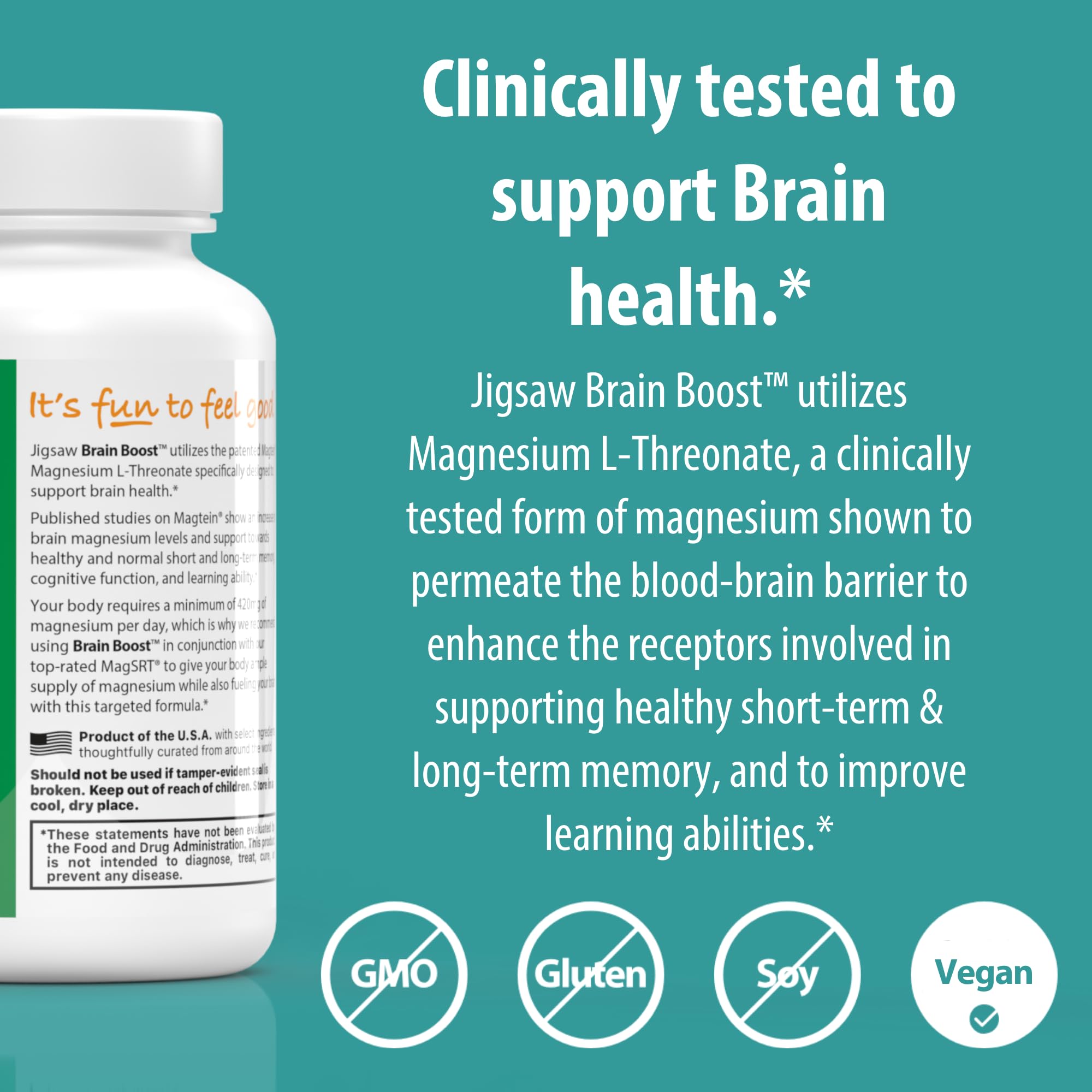 Jigsaw Health Brain Boost serving scoop demonstrates convenient daily dosage.