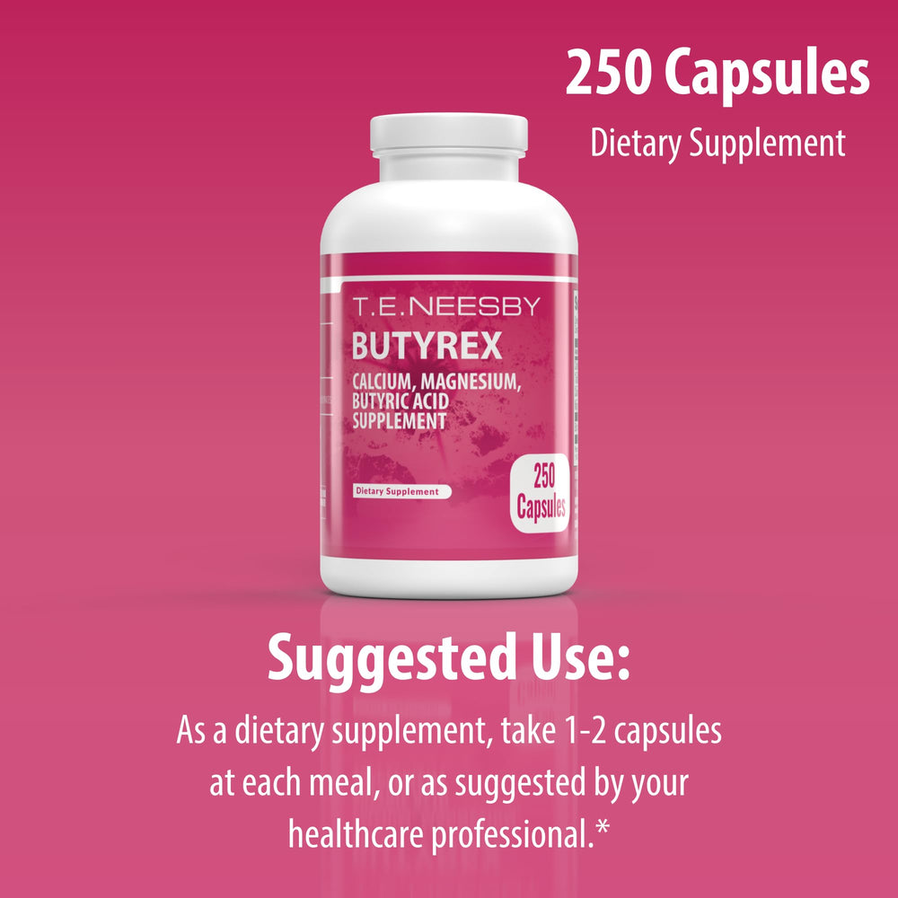 Butyrex bottle storage scene demonstrates 125-serving supply
