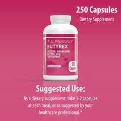 Butyrex bottle storage scene demonstrates 125-serving supply