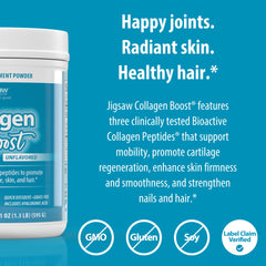 Jigsaw Health Collagen Boost scoop pour demonstrates easy daily servings
