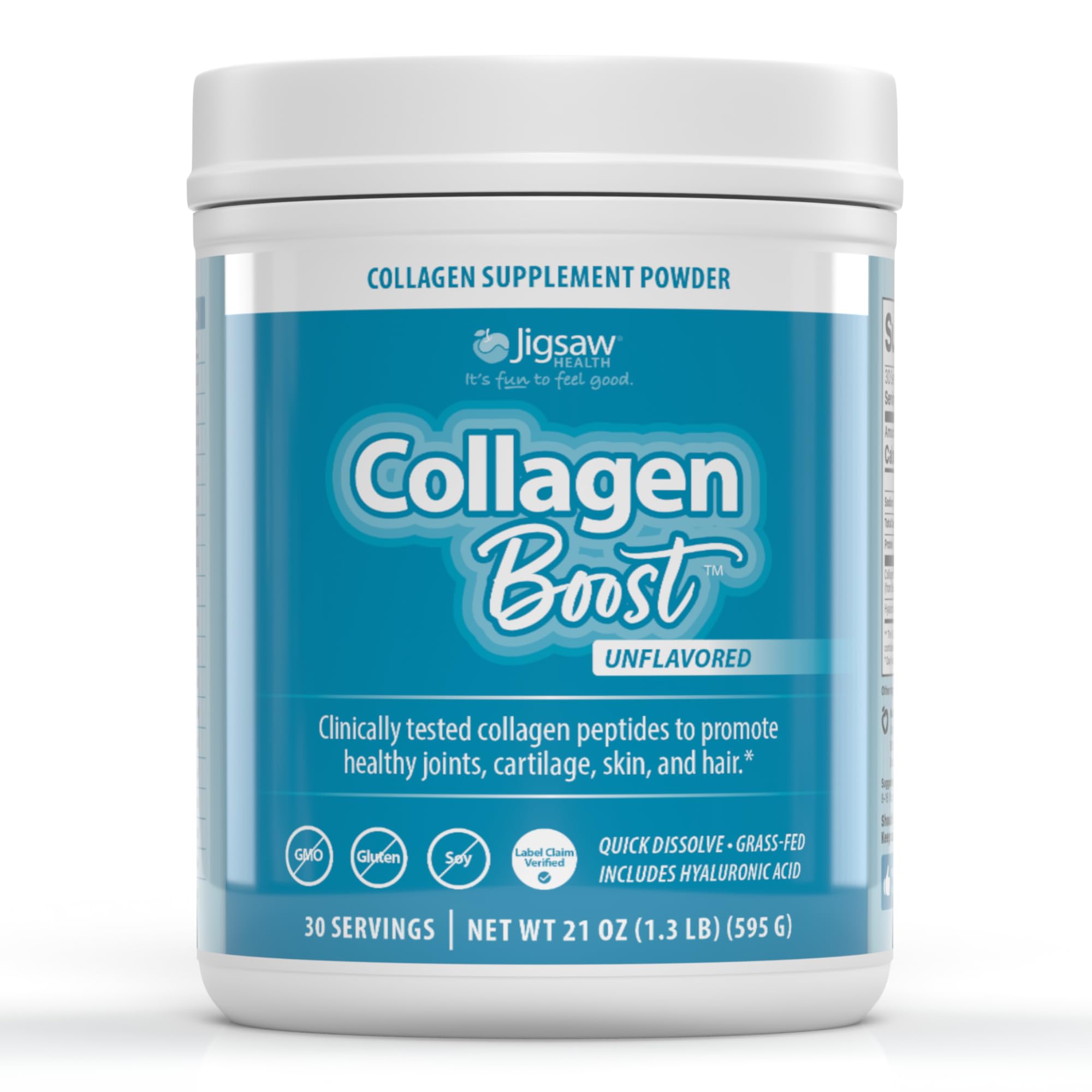 Jigsaw Health Collagen Boost bottle front showing joint support and branding