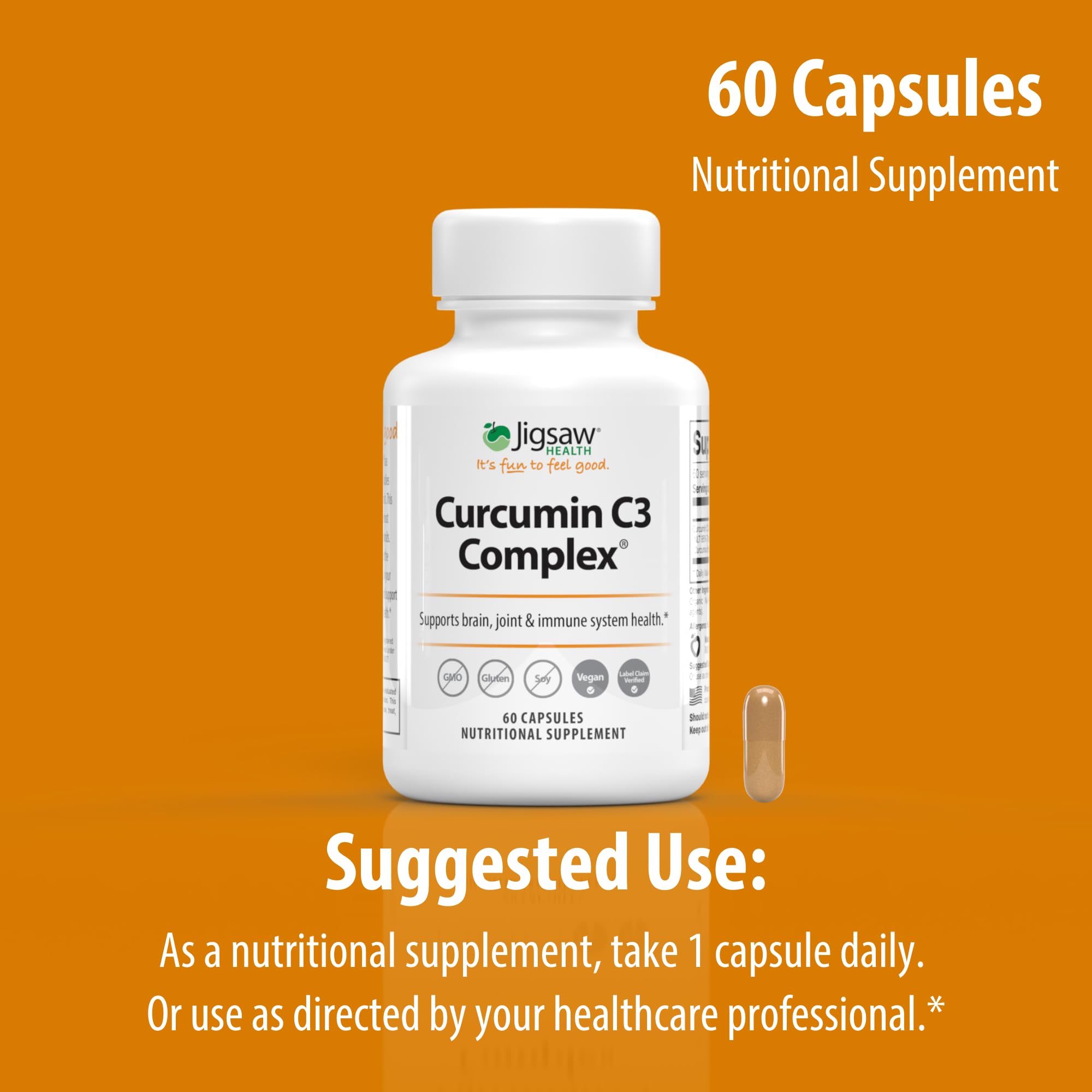 Product packaging stand featuring Jigsaw Health Curcumin C3 Complex.